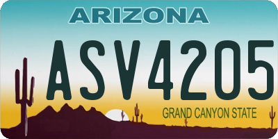 AZ license plate ASV4205