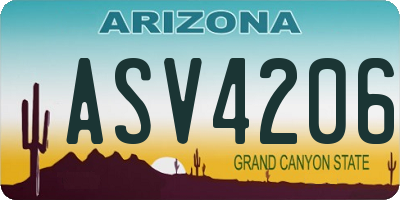 AZ license plate ASV4206