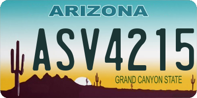 AZ license plate ASV4215