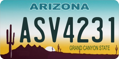 AZ license plate ASV4231