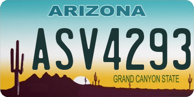 AZ license plate ASV4293