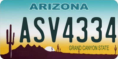 AZ license plate ASV4334