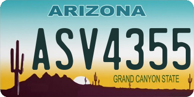 AZ license plate ASV4355