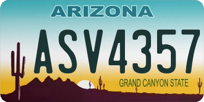 AZ license plate ASV4357