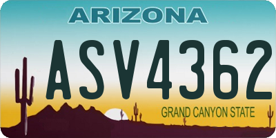 AZ license plate ASV4362