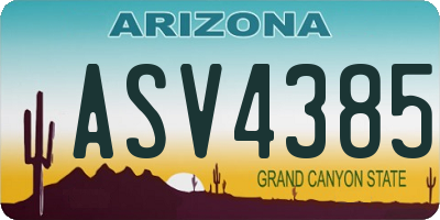 AZ license plate ASV4385