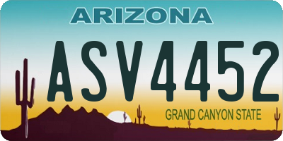 AZ license plate ASV4452