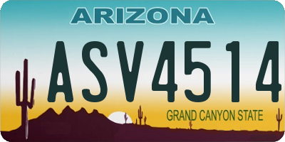 AZ license plate ASV4514