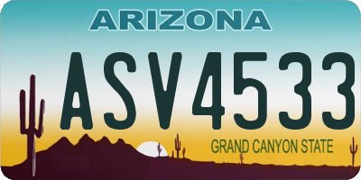 AZ license plate ASV4533