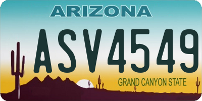 AZ license plate ASV4549