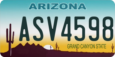 AZ license plate ASV4598