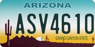 AZ license plate ASV4610