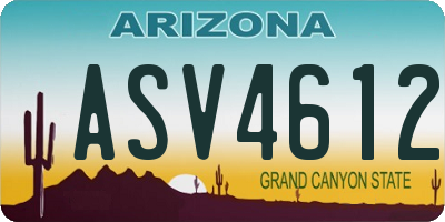 AZ license plate ASV4612