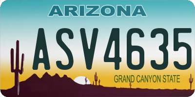 AZ license plate ASV4635