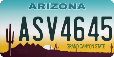 AZ license plate ASV4645