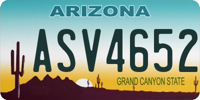AZ license plate ASV4652