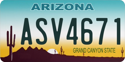 AZ license plate ASV4671