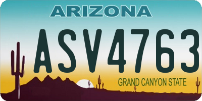 AZ license plate ASV4763