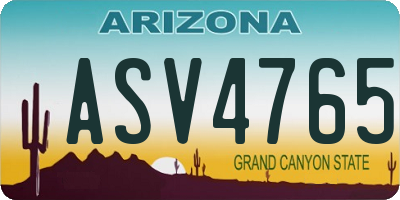 AZ license plate ASV4765