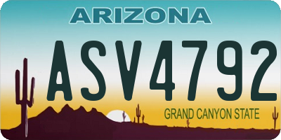 AZ license plate ASV4792