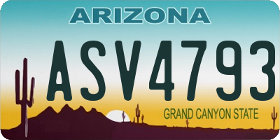 AZ license plate ASV4793