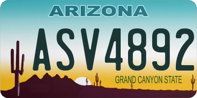 AZ license plate ASV4892