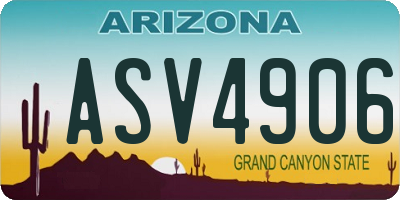 AZ license plate ASV4906