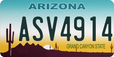AZ license plate ASV4914
