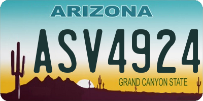 AZ license plate ASV4924
