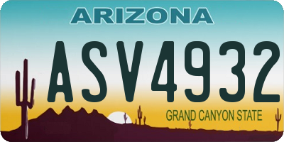 AZ license plate ASV4932
