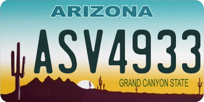 AZ license plate ASV4933