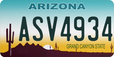 AZ license plate ASV4934