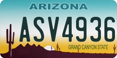 AZ license plate ASV4936
