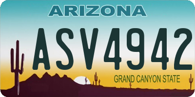 AZ license plate ASV4942