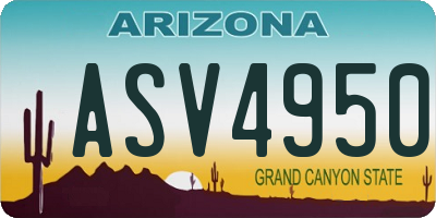 AZ license plate ASV4950