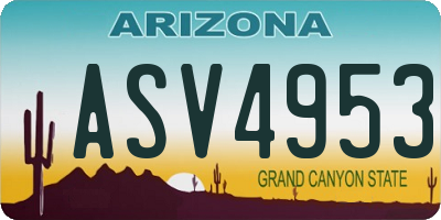 AZ license plate ASV4953