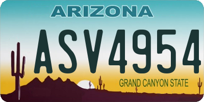 AZ license plate ASV4954