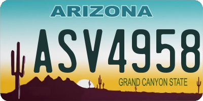AZ license plate ASV4958