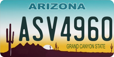 AZ license plate ASV4960