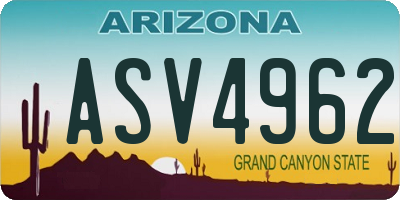 AZ license plate ASV4962