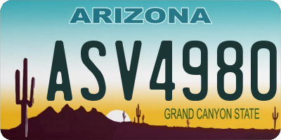 AZ license plate ASV4980
