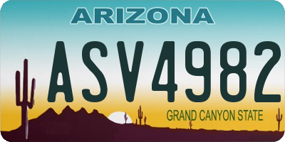 AZ license plate ASV4982