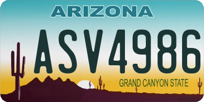 AZ license plate ASV4986