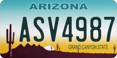 AZ license plate ASV4987