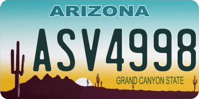 AZ license plate ASV4998