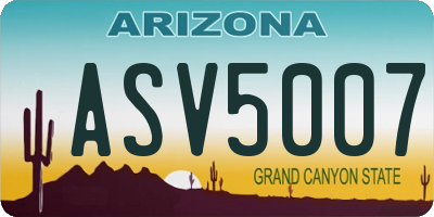 AZ license plate ASV5007