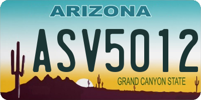 AZ license plate ASV5012