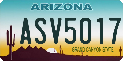 AZ license plate ASV5017