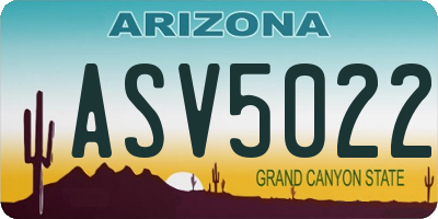 AZ license plate ASV5022