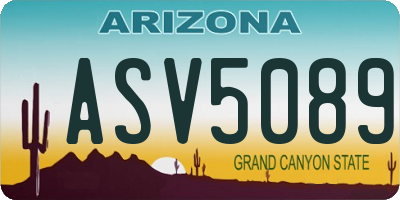 AZ license plate ASV5089